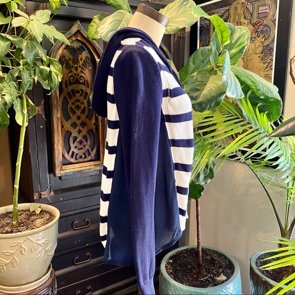 Anthropologie navy stripe hoodie zip sweater - Picture 6 of 9